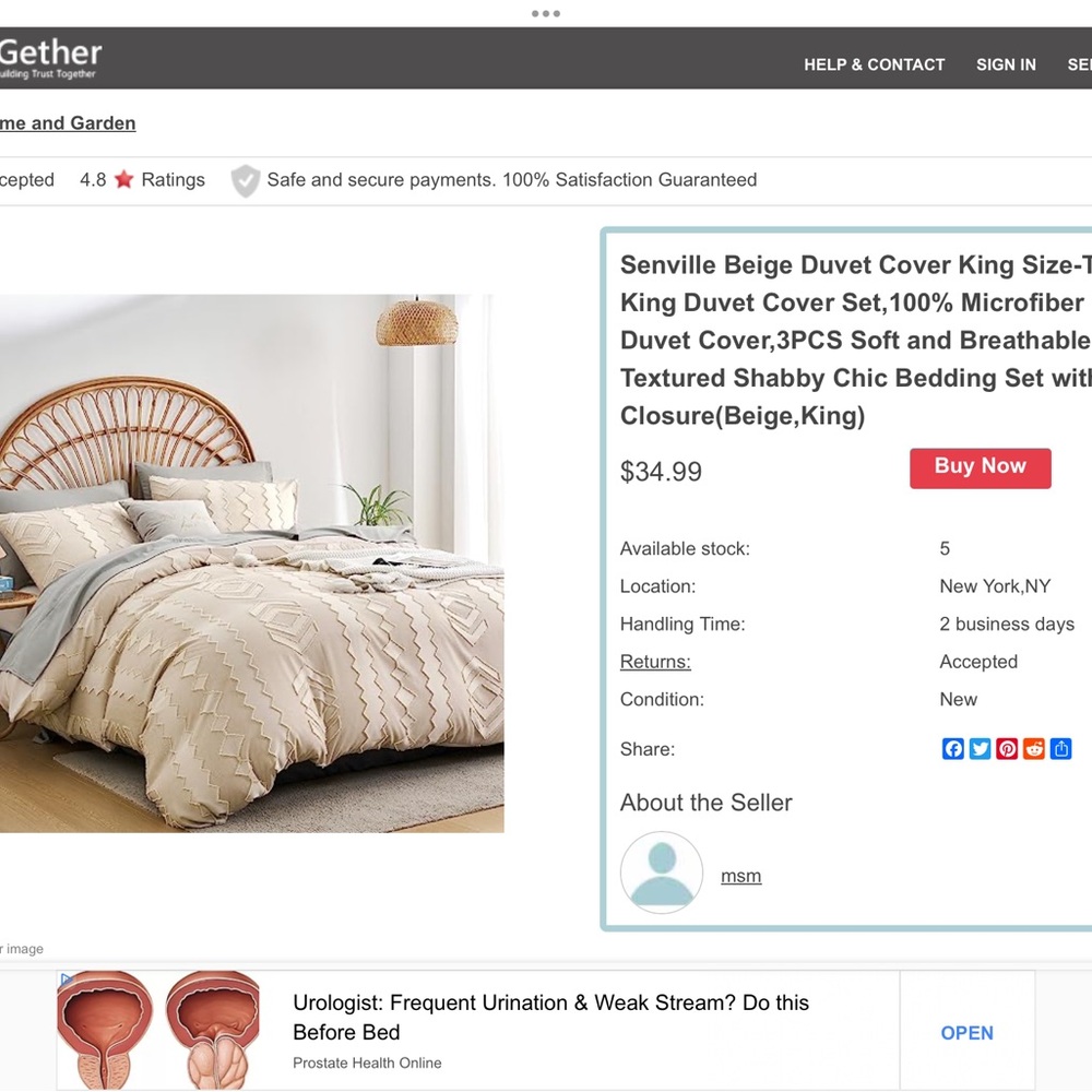 Beige Duvet Cover Set - King Size